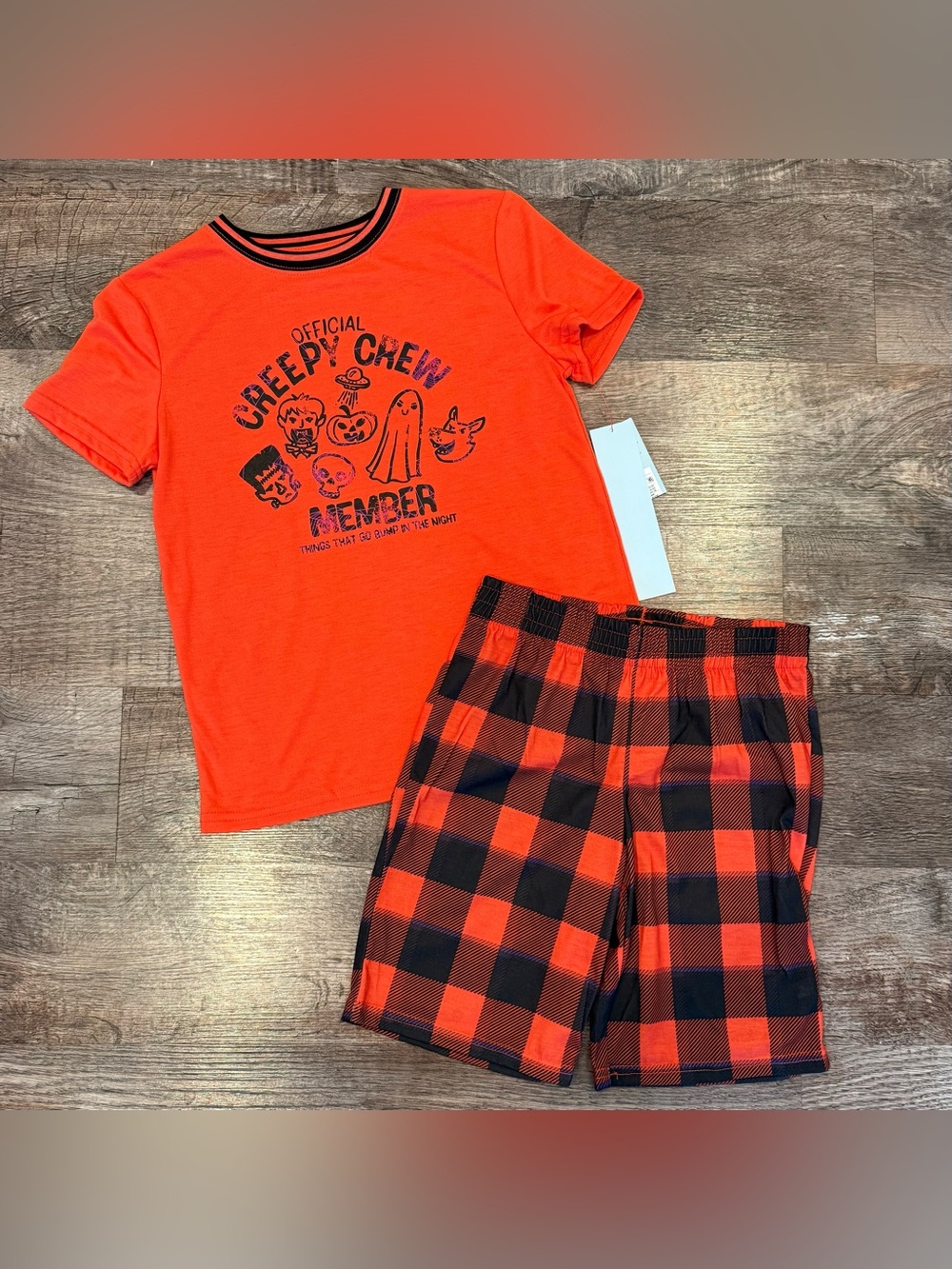 NWT Cat & Jack Boys Short Sleeve Shorts Halloween Pajama Set “Creepy Crew” M
